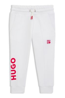 Kids' tracksuit bottoms in French terry with logo details, White