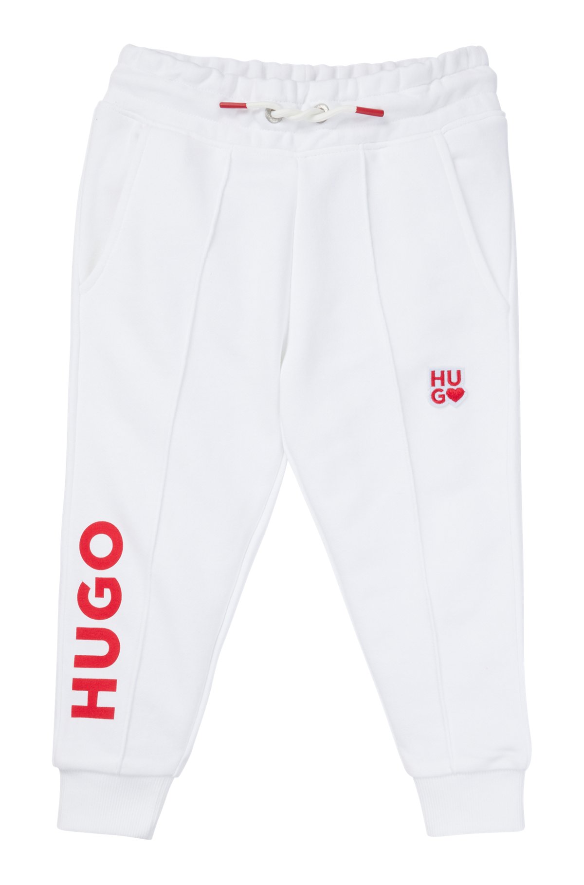 Kids' tracksuit bottoms in French terry with logo details, White