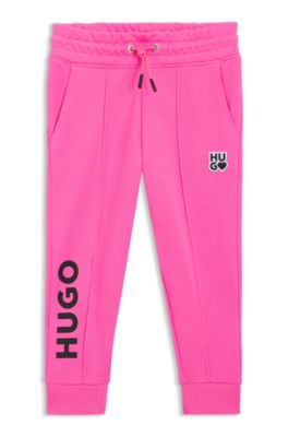 Pantalones de ch&aacute;ndal de forro polar para ni&ntilde;os con detalles de logo, Pink