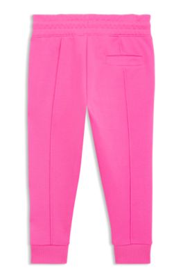 Kids' fleece tracksuit bottoms with logo details, Pink