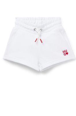 Kindershort van tricotstof met logodetails, Wit