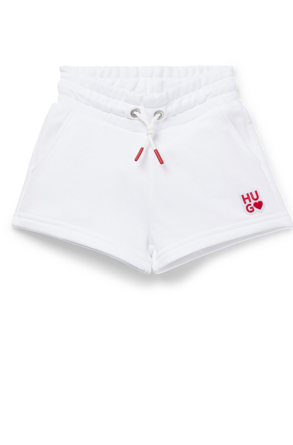 Kids' shorts in French terry with logo details, White
