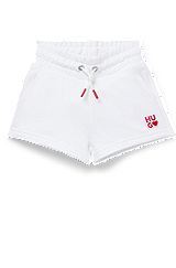 Kids' shorts in French terry with logo details, White