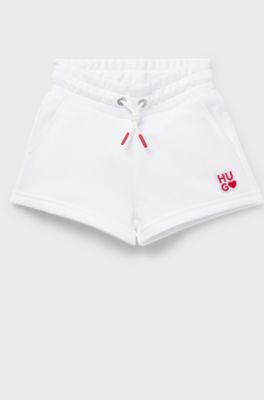 Kids' shorts in French terry with logo details, White