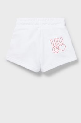 Kids' shorts in French terry with logo details, White