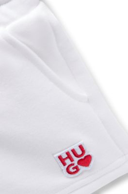 Kindershort van tricotstof met logodetails, Wit