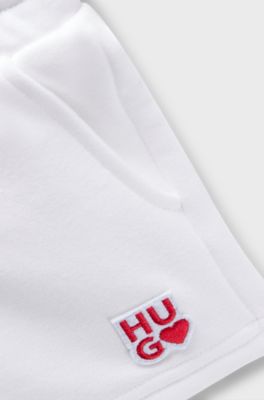 Kids' shorts in French terry with logo details, White