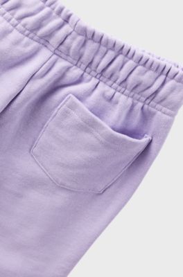Pantaloni della tuta per bambini in misto cotone con logo effetto pennarello, Luce viola