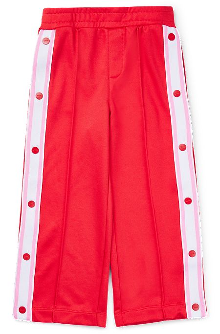 Pantalones de chándal para niños con botones automáticos en las costuras laterales, Rojo