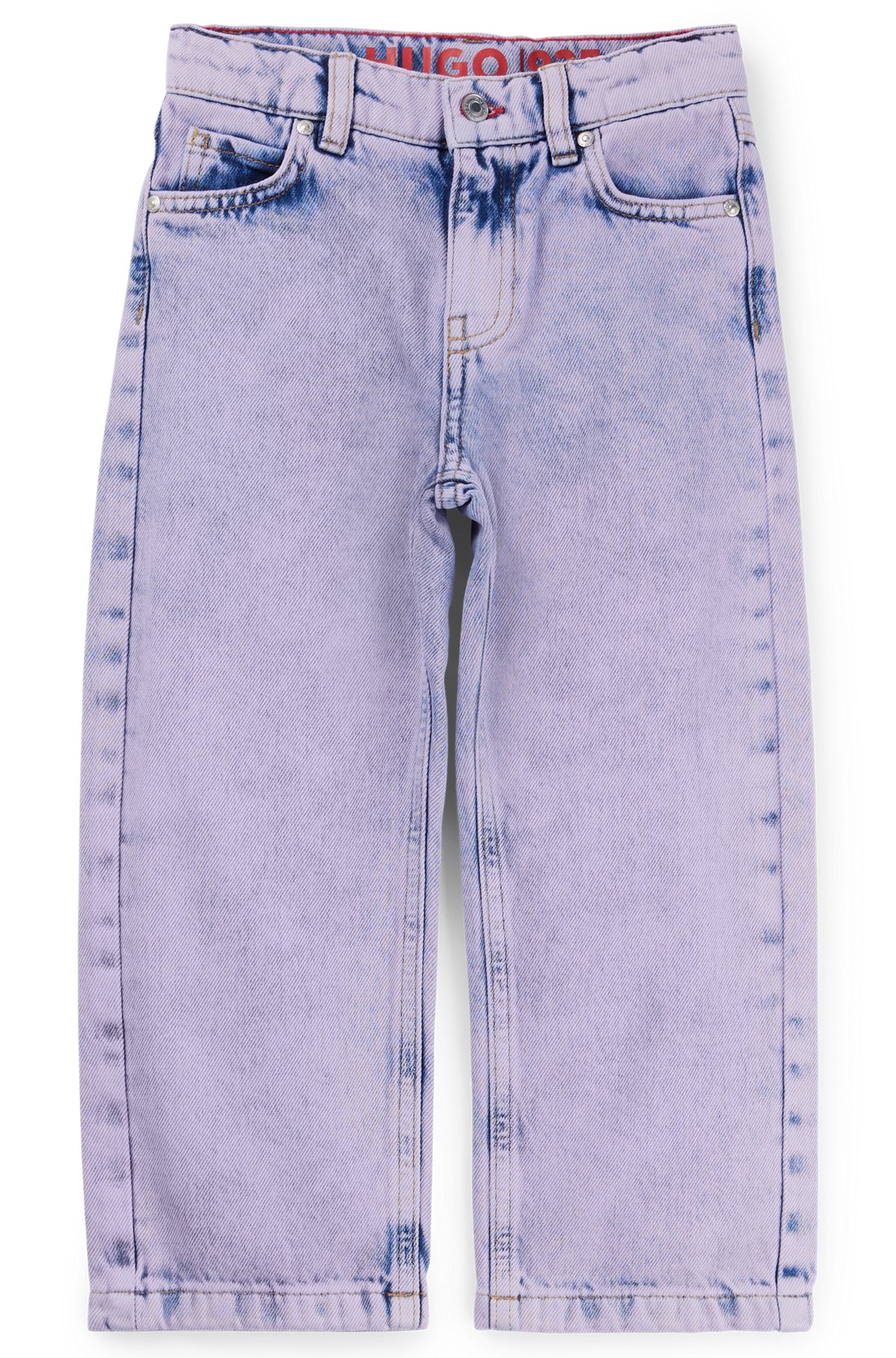 HUGO - Kids' relaxed-fit jeans in overdyed purple denim