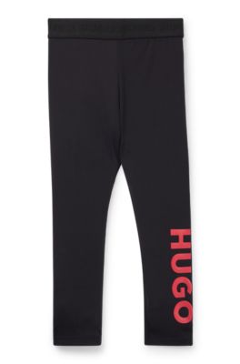 HUGO - Kids' leggings in stretch fabric with vertical logo print