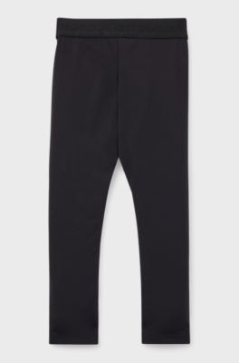 Kids' leggings in stretch fabric with vertical logo print, Black