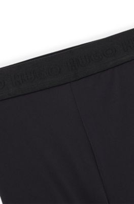 Kids' leggings in stretch fabric with vertical logo print, Black