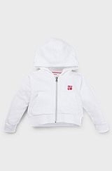 Kids' cotton-blend zip-up hoodie with logo details, White