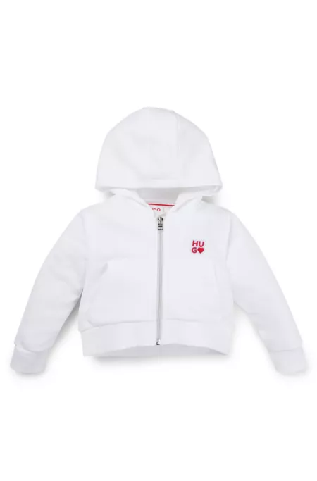 Sweat à capuche zippé en coton mélangé pour enfant, avec logos