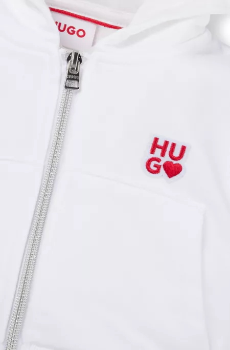 Sweat à capuche zippé en coton mélangé pour enfant, avec logos