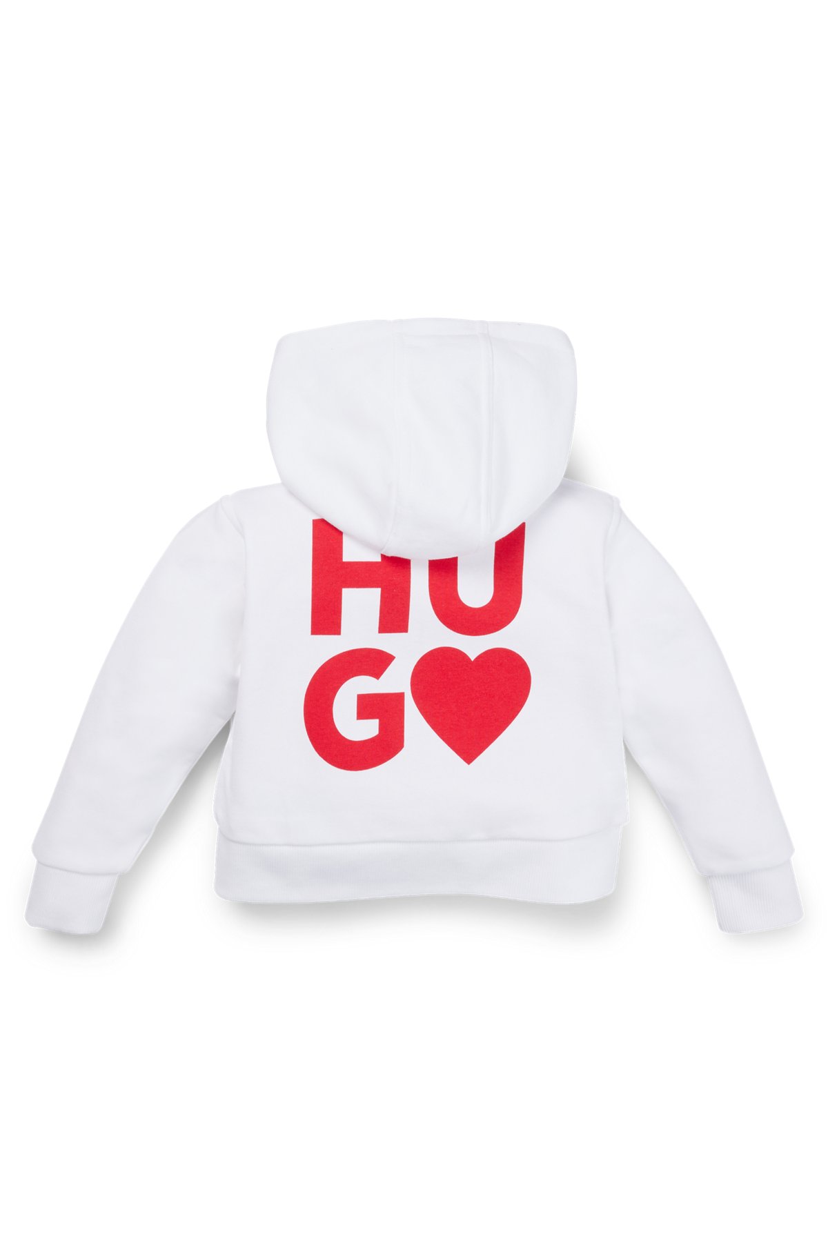 Kids' cotton-blend zip-up hoodie with logo details, White