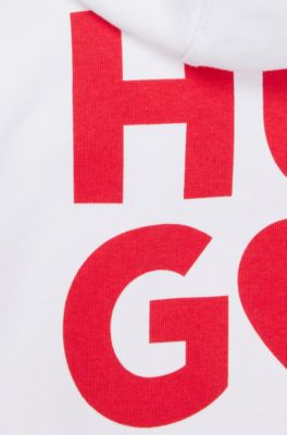 Sweat &agrave; capuche zipp&eacute; en coton m&eacute;lang&eacute; pour enfant, avec logos, Blanc