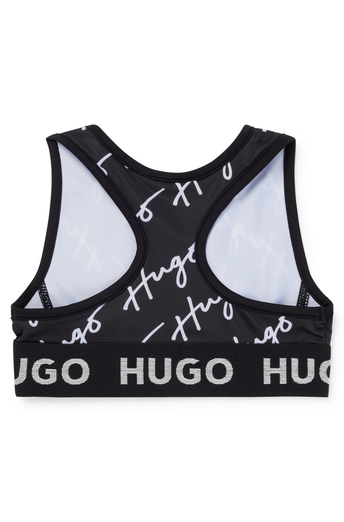 Kids' sports bra with signature stripes and logo