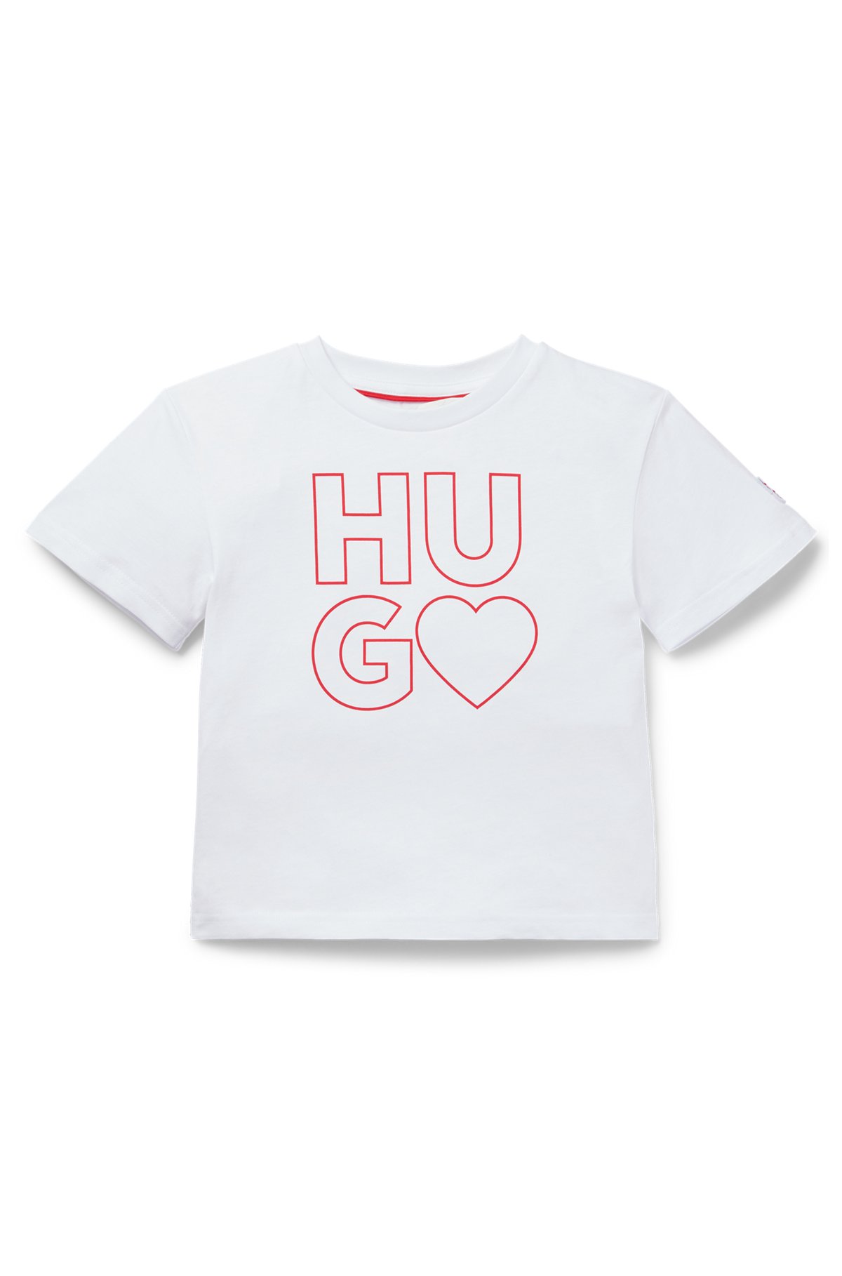 Kids' cotton T-shirt with logo artwork print, White