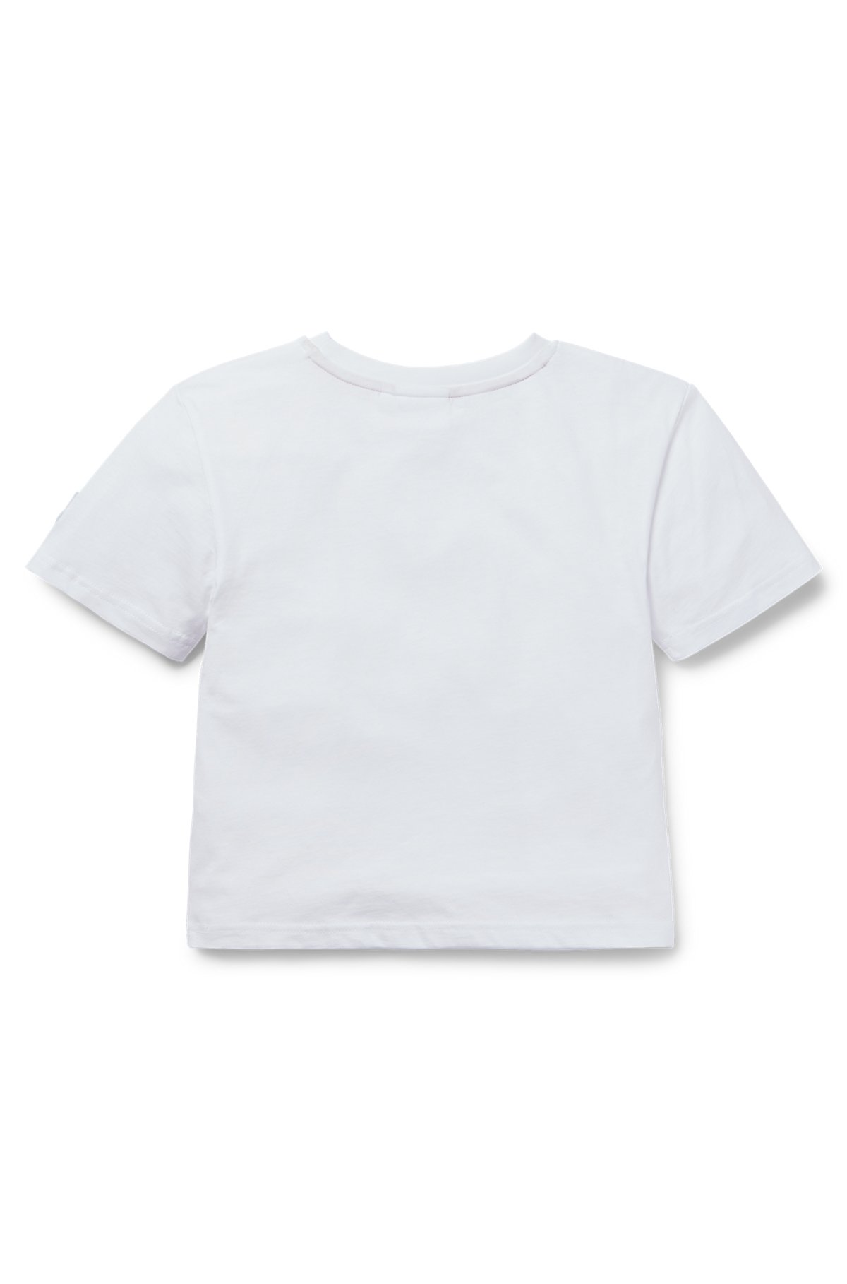 Kids' cotton T-shirt with logo artwork print, White