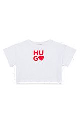 T-shirt en pur coton avec logo imprimé pour enfant, Blanc