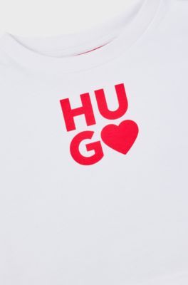 Kids' T-shirt in pure cotton with logo print, White