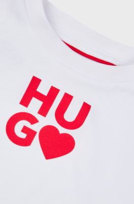 Kids' T-shirt in pure cotton with logo print, White