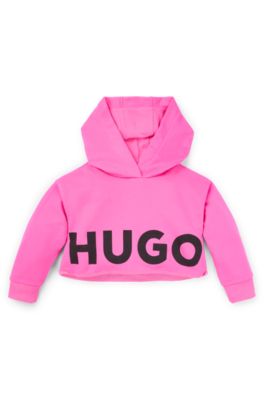 Kids' hoodie in French terry with logo details, Pink