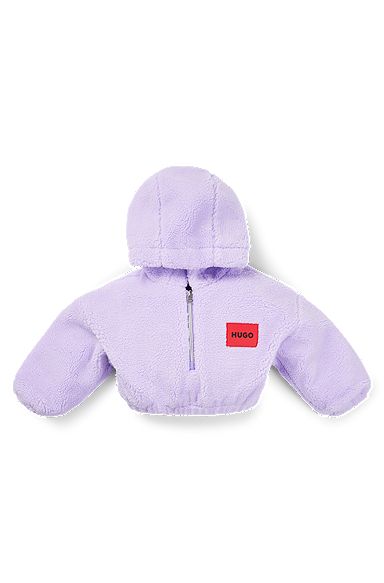 Kids' sherpa hoodie with embroidered rear logo, Light Purple