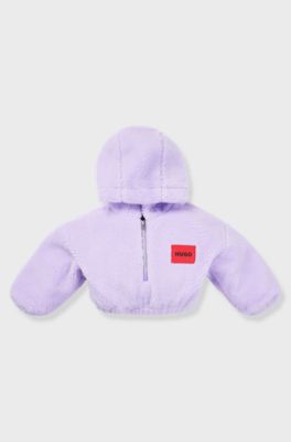 Kids' sherpa hoodie with embroidered rear logo, Light Purple