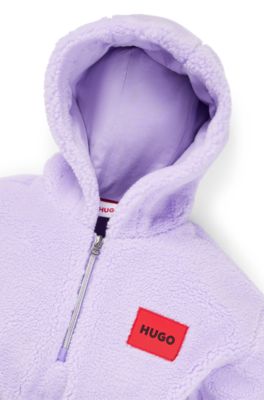 Sweat &agrave; capuche en tissu sherpa pour enfant avec logo brod&eacute; au dos, Violet clair