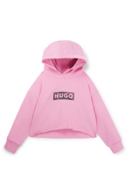 HUGO Kids fleece hoodie with logo artwork