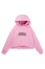 Kids' fleece hoodie with logo artwork, Pink