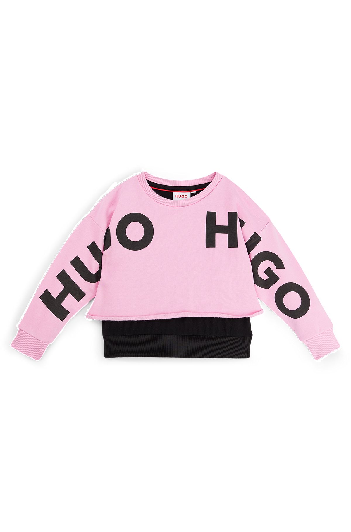 Kids' logo sweatshirt with T-shirt-style layer, Pink