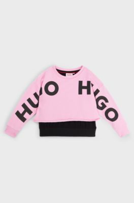 Kids' logo sweatshirt with T-shirt-style layer, Pink