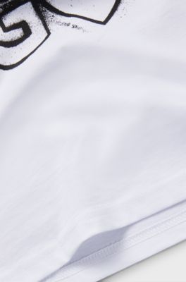 Kids' long-sleeved T-shirt in cotton with logo artwork, White