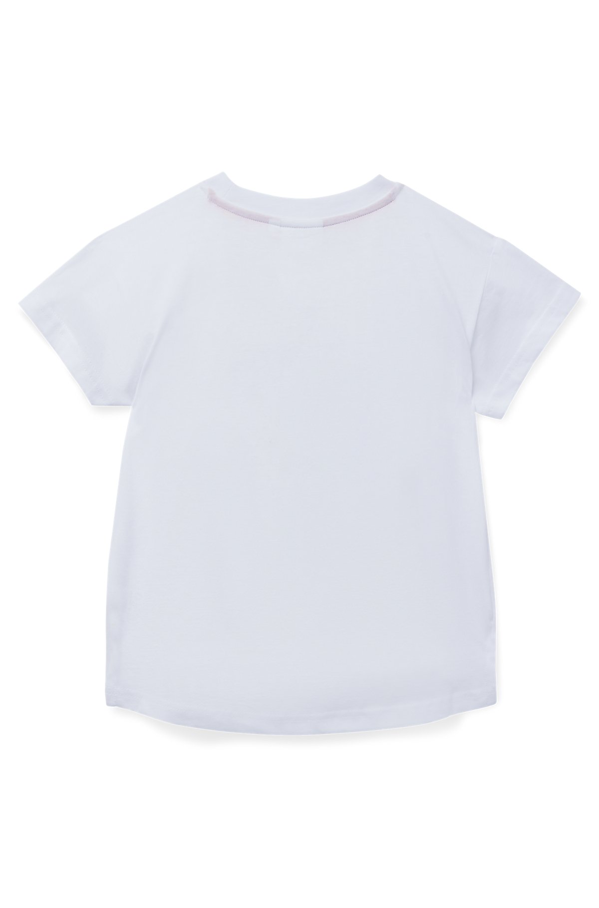Kids' loose-fit cotton T-shirt with marker-style logo, White