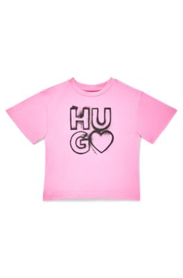 Kids' T-shirt in pure cotton with logo artwork, Pink