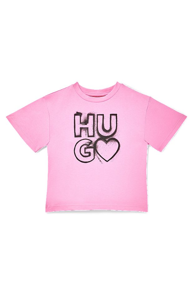 Kids-T-Shirt aus reiner Baumwolle mit Logo-Artwork, Pink