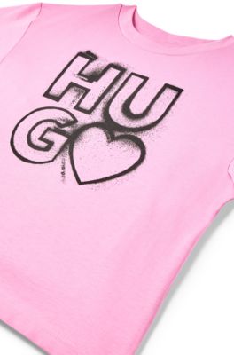 Kids' T-shirt in pure cotton with logo artwork, Pink