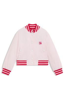 Kids' bomber jacket with embroidered logo details, light pink