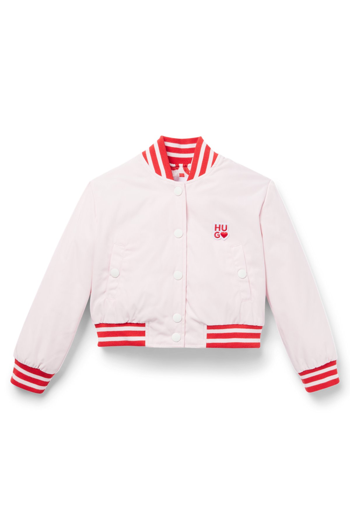 Kids' bomber jacket with embroidered logo details, light pink
