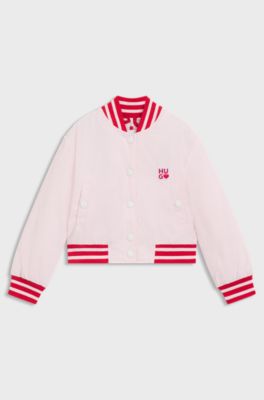 Kids' bomber jacket with embroidered logo details, light pink