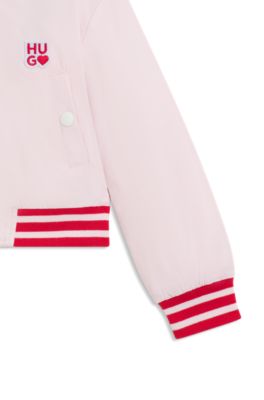 Kids' bomber jacket with embroidered logo details, light pink