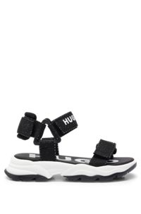 Kids' two-tone sandals with branded strap, Black
