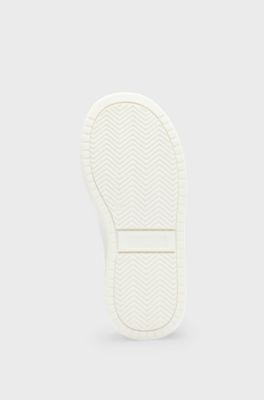 Kids' faux-leather trainers with glittery branding, White