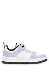Kids' logo trainers with faux leather, Light Purple