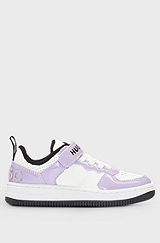 Kids' logo trainers with faux leather, Light Purple