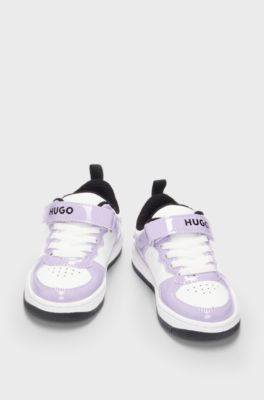 Kids' logo trainers with faux leather, Light Purple